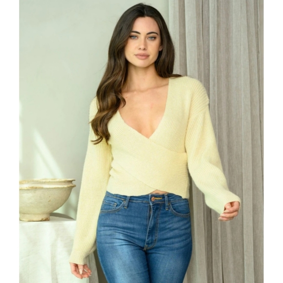 NWT Criss Cross Glitter Detail Wrap Sweater - Picture 4 of 11